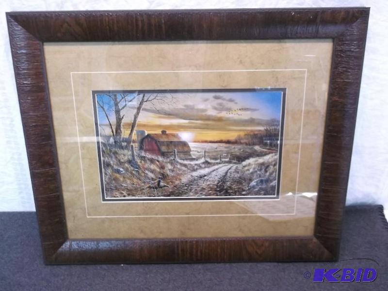 lot 21 image: Beautiful double matted framed print by Jim H...