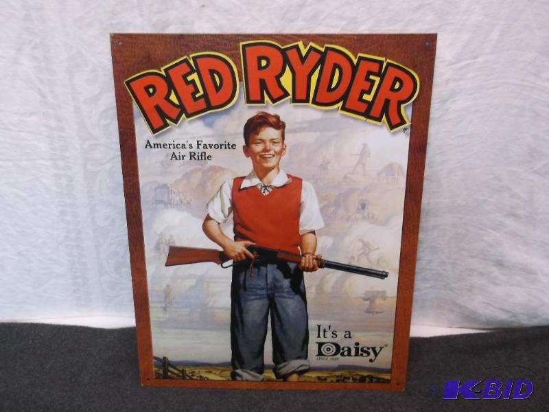lot 37 image: Collectable metal Red Ryder sign measuring 12...
