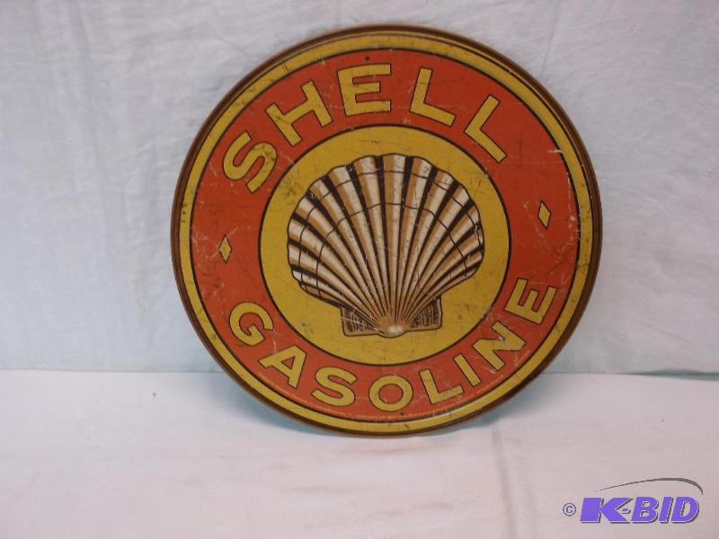 lot 84 image: Collectable metal Shell Gasoline sign measuri...