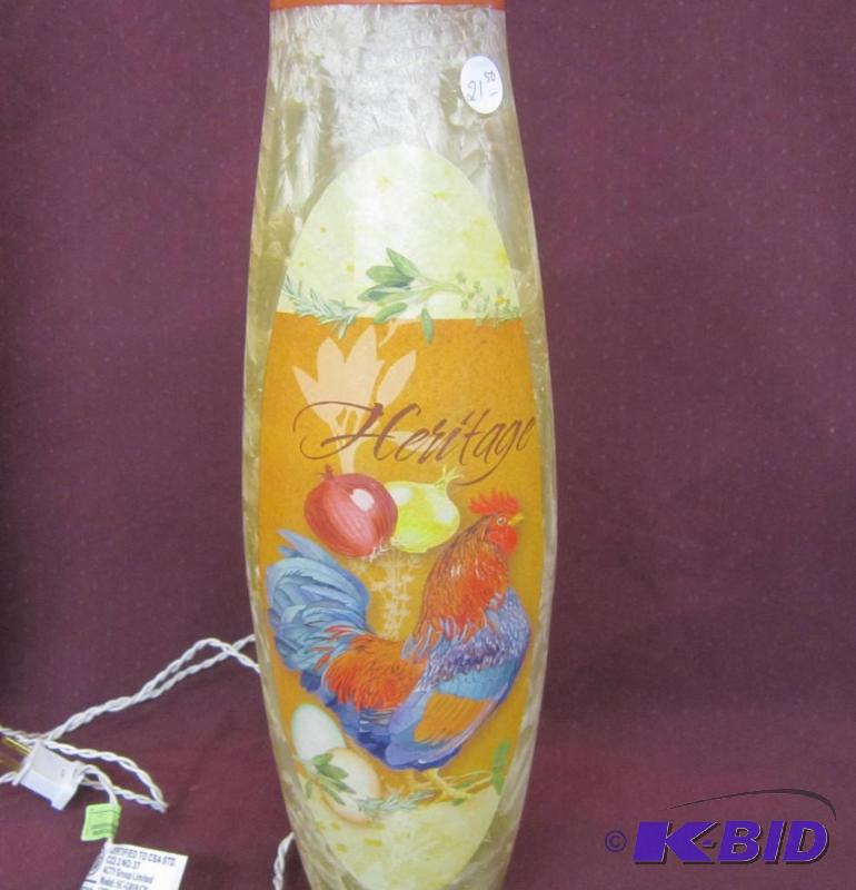 lot 351 image: New 16 Electric Hand Painted Rooster Lamp