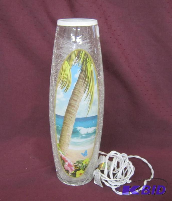 lot 384 image: NEW 12 Beach Hand Painted Frosted Electric Glass Lights