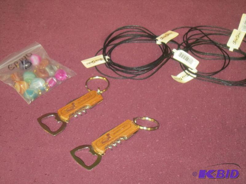 lot 391 image: Misc jewely lot and keychains corkscrews