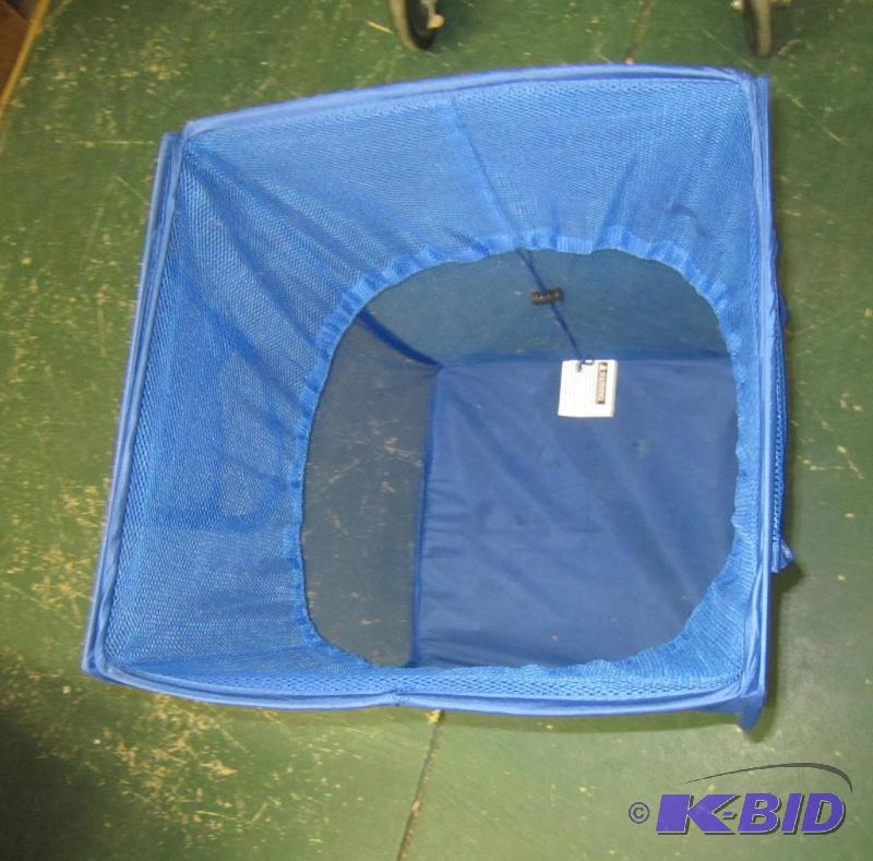 lot 425 image: Collapsible Blue Mesh Laundry Basket with Pockets and Handles and draw string for the top