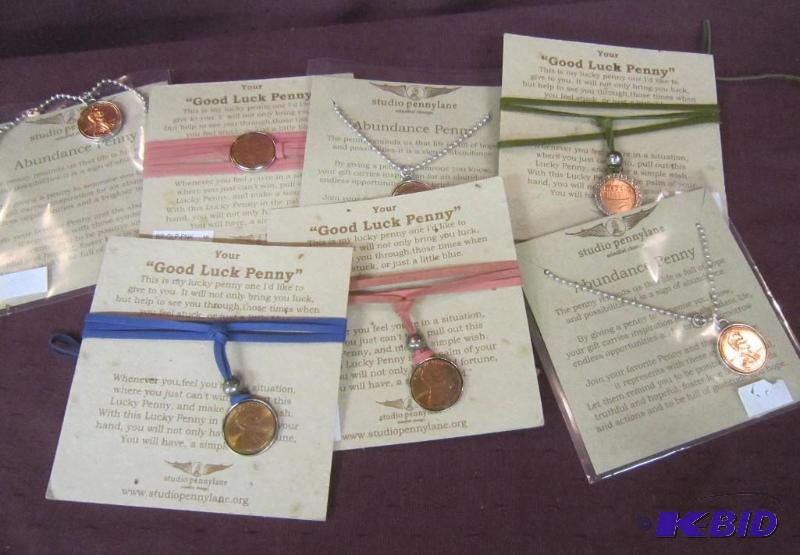 lot 436 image: NEW  Jewelry Lot of 7 Lucky Penny Necklaces