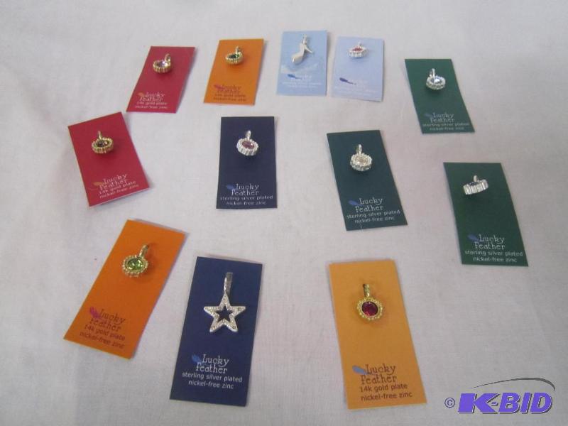 lot 501 image: Jewelry Box Lot - NEW 12 Pieces Charms  Pendants - 14K Gold Plate Nickle Free  Sterling Silver