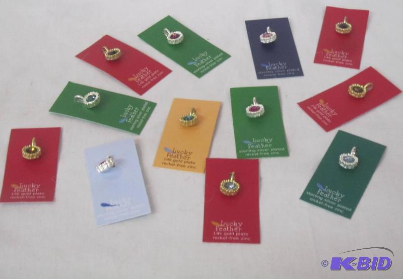 lot 502 image: Jewelry Box Lot - NEW 12 Pieces Charms  Pendants - 14K Gold Plate Nickle Free  Sterling Silver
