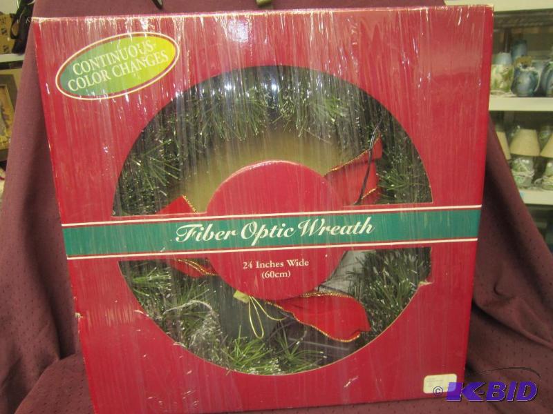 lot 513 image: NEW in Box - Fiber Optic Wreath 24 Inches Wide (60cm) - Continuous Color Change