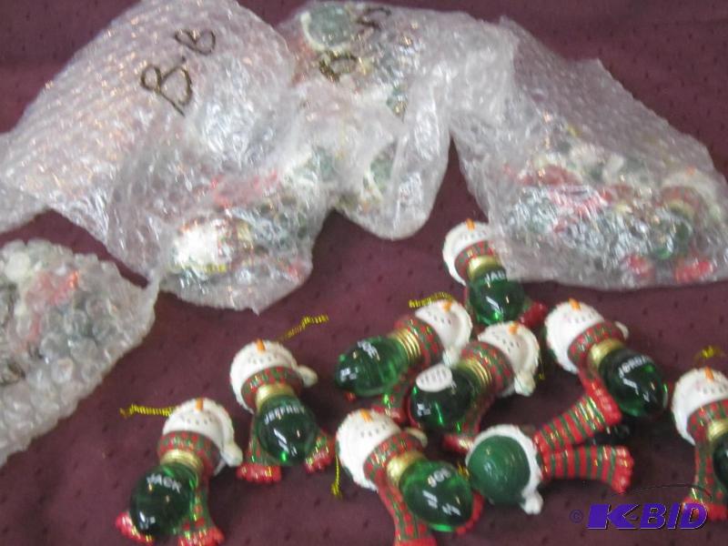 lot 515 image: NEW - Misc Box Lot of Christmas Ornaments Snowman Light Bulbs
