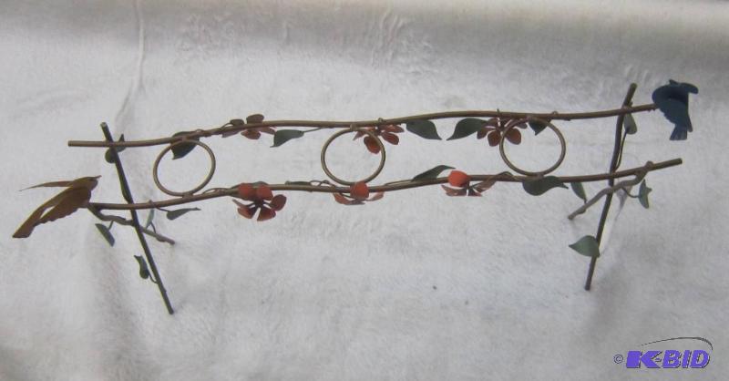 lot 516 image: Partial Roll of White Fabric and triple flower bird Votive Holder