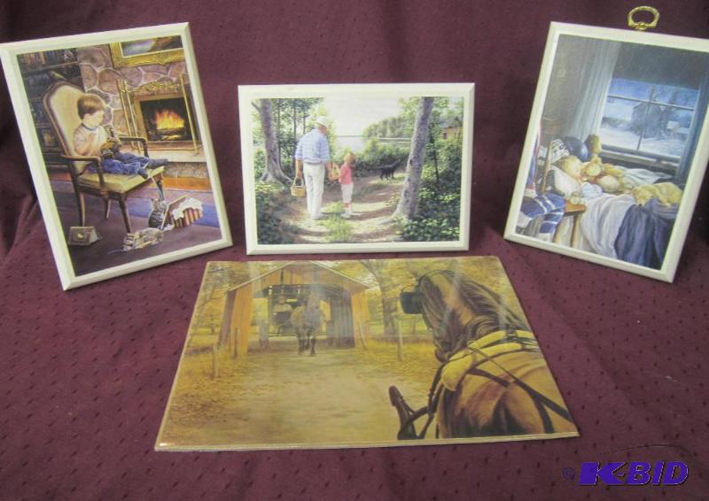 lot 519 image: Misc Lot of Picture - Horse, Grandpa, Girl & Black Lab, Sleeping Boy, Boy wTrain and Kitty