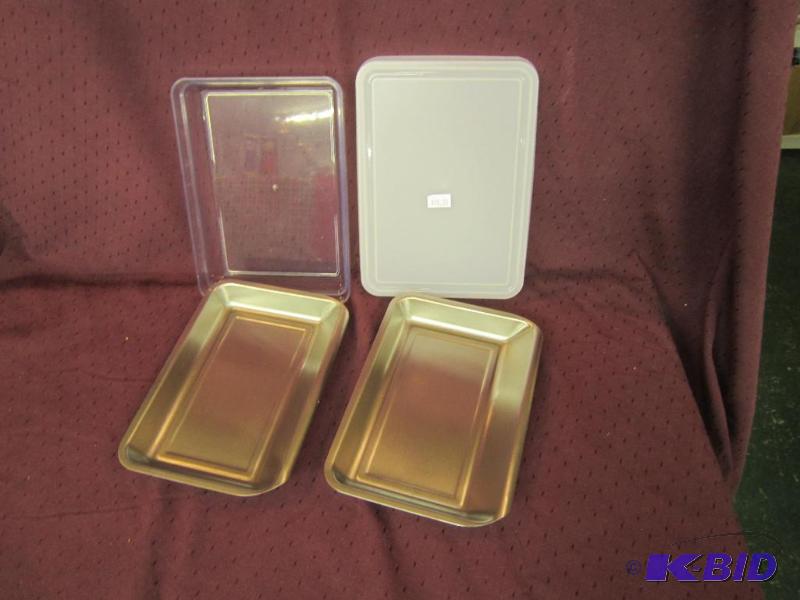 lot 524 image: NEW Tovolo - Two Metal Trays and Container with Lid