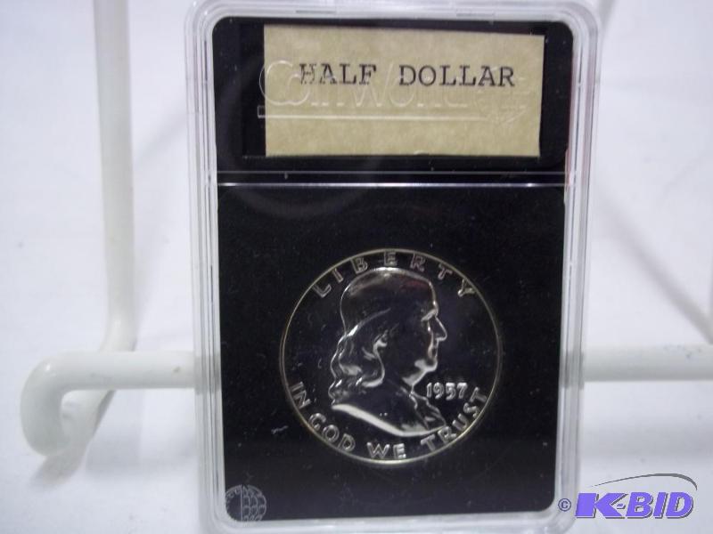 1957 Ben Franklin Half Dollar in case...