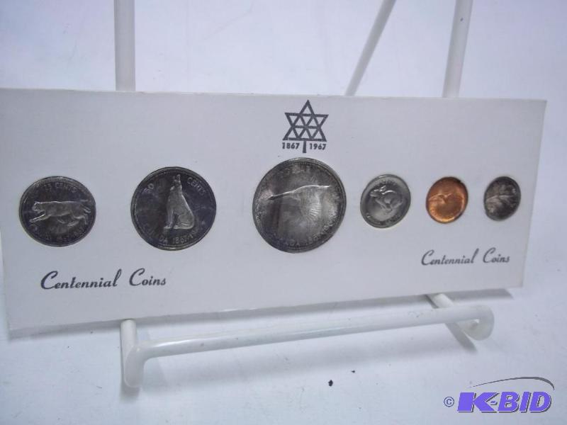 Canadian Centennial Coin set 1967 Dollar, Hal...