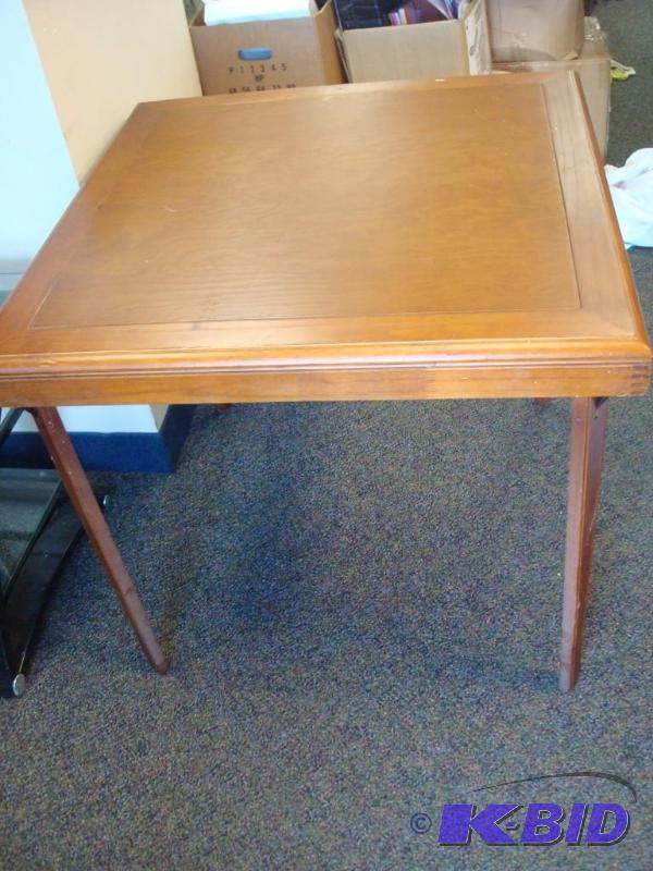 lot 1 image: Wood Folding Card Table Some Wear...