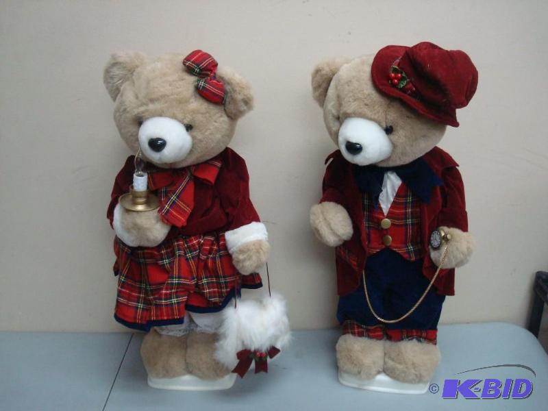 lot 111 image: Pair Of Animated Plush Christmas Bears, Untes...