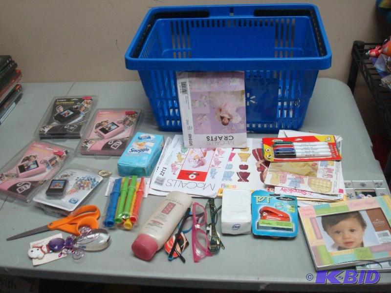 lot 38 image: Plastic Basket With Contents Includes Four Di...