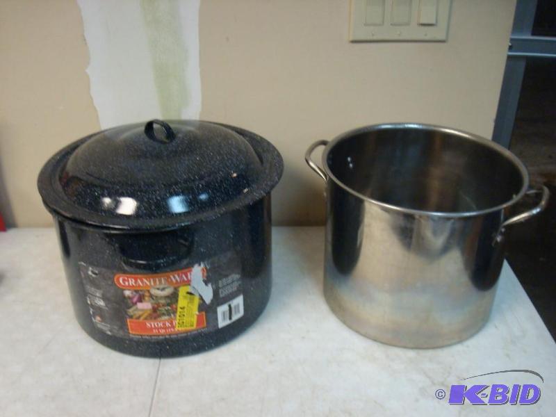 lot 47 image: Pair Of Stock Pots Have Wear...