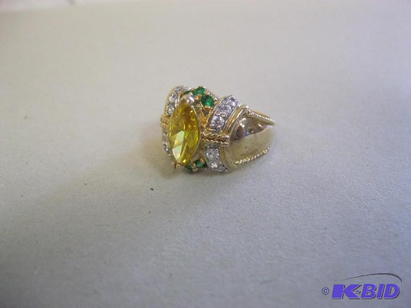 lot 51 image: Rhinestone Gold Tone&nbspFashion Ring...