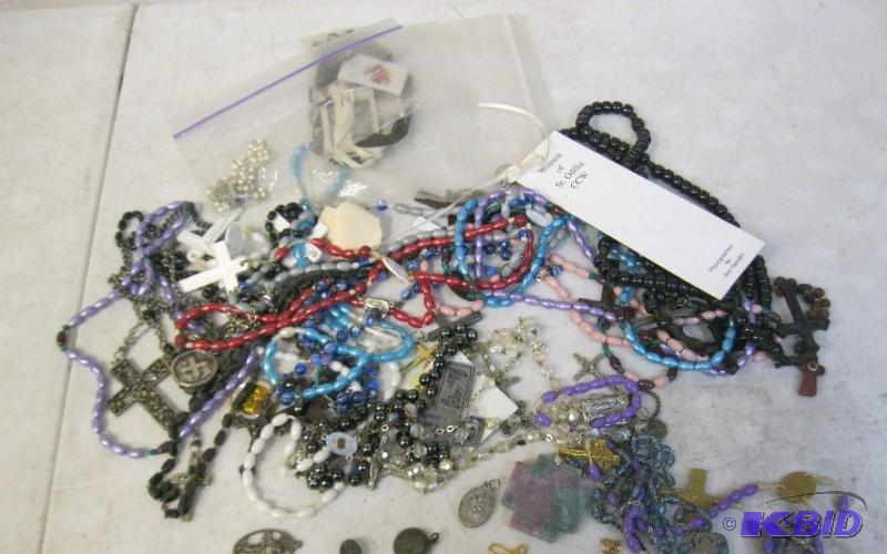 lot 67 image: Large Lot Of Religious Metals And Necklaces S...