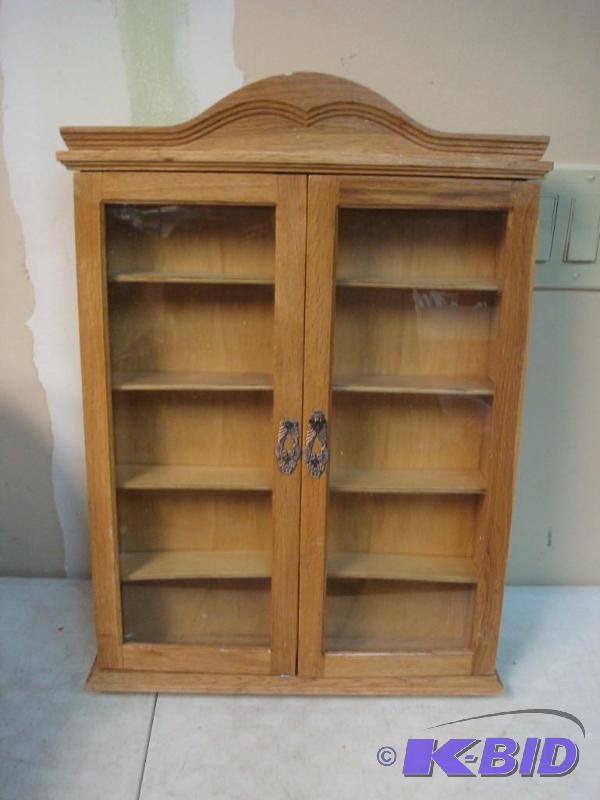 lot 70 image: Small Hanging Curio Case, Shows Wear...