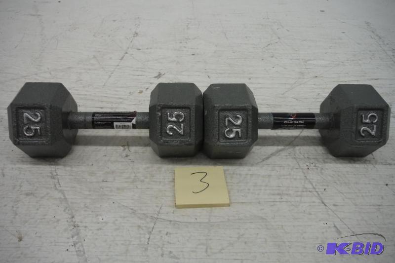 lot 3 image: CAP Strength 25 lbs. dumbells  1 Pair