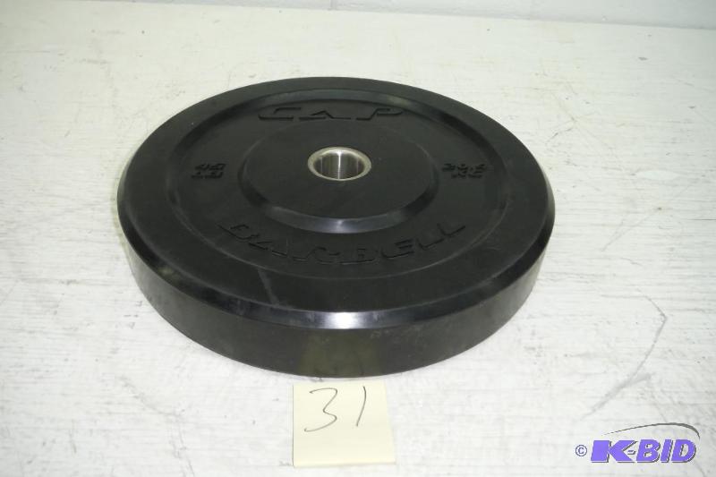 lot 31 image: Cap 45lb. Rubber Barbell Plate
