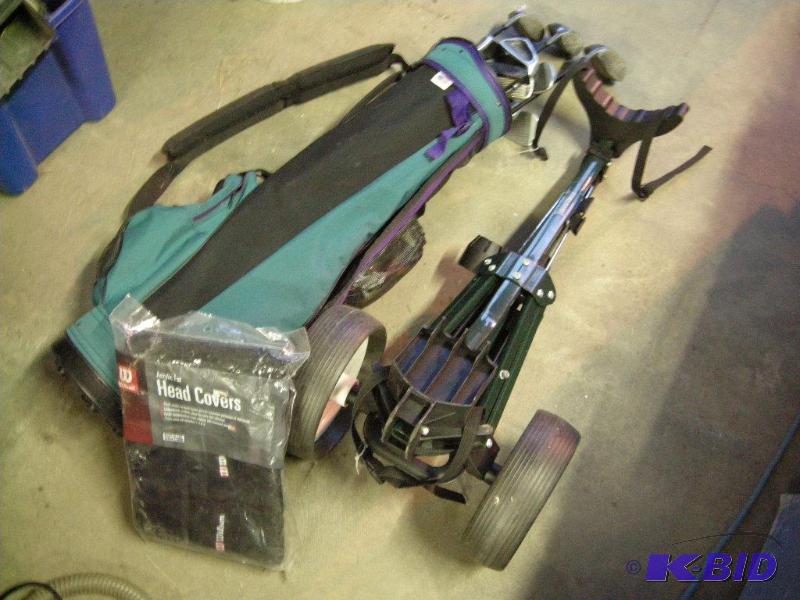 lot 19 image: Golf Clubs and caddy