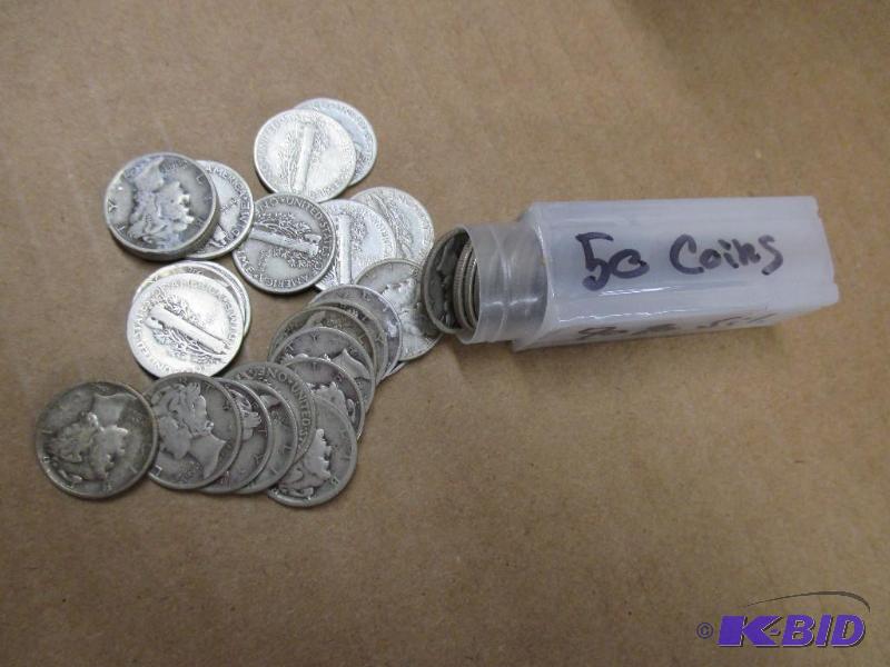 50 Mercury head dimes,...