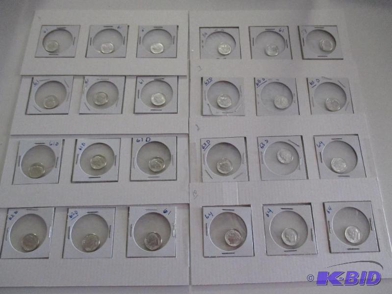 Qty 24, 90 percent silver dimes, brilliant un...