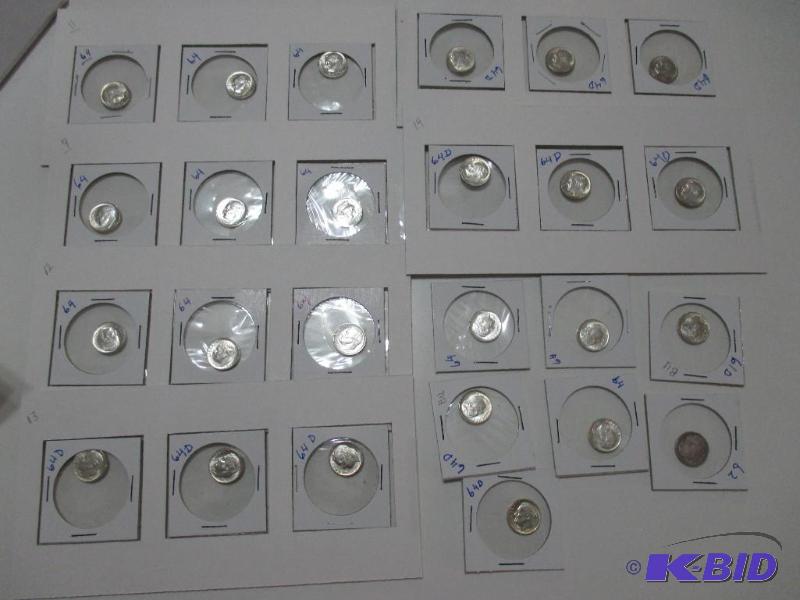 qty 25, 90 percent silver dimes, brilliant an...