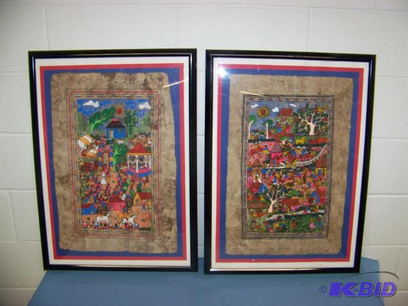 lot 101 image: (2) Colorful, Mexico-themed Prints in Frames