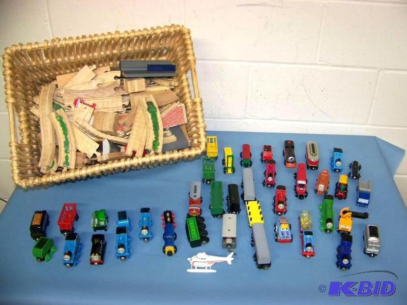 lot 2 image: Thomas the Train, Wood and Diecast Trains with Wood Track