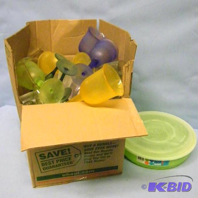 lot 53 image: Fancy, Plastic Wine  Drink  Beer Glasses and an Appetizer Serving Dish