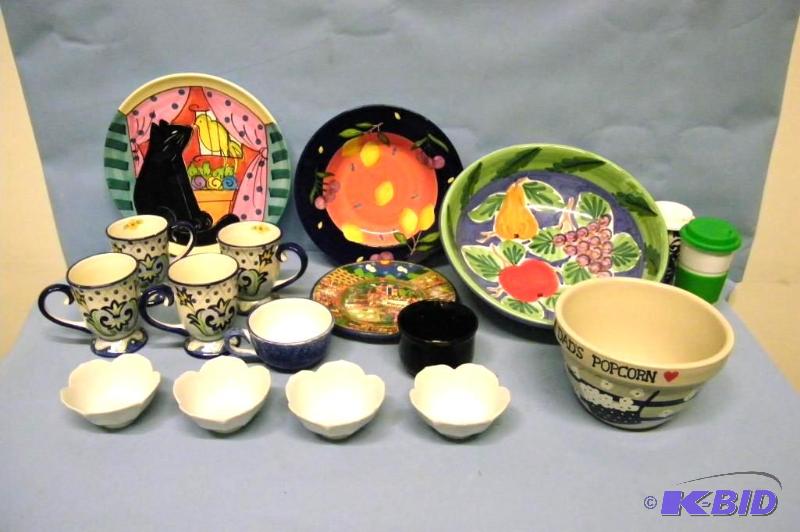 lot 55 image: Large, Decorative Platters, Bowls, Cups and Dishes