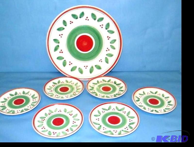 lot 69 image: Decorative Platter and (6) matching Dishes  Plates