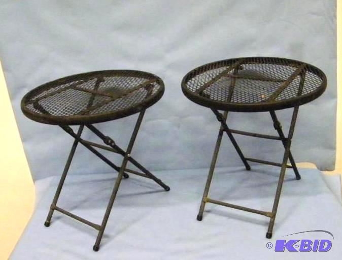 lot 77 image: (2) Outdoor, Wrought Iron Tables