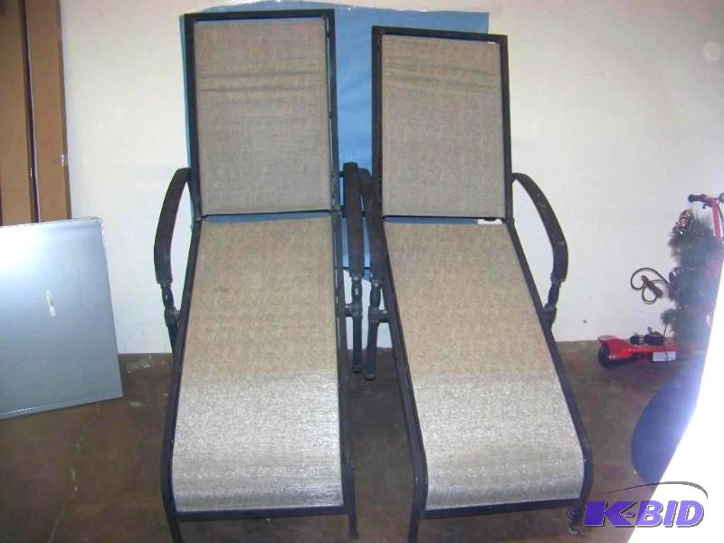 lot 91 image: (2) Chaise Lounge, Outdoor Chairs