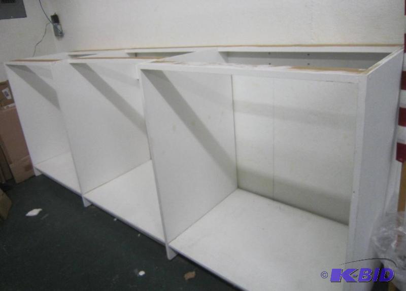 lot 527 image: White Garage Cabinet Frame - 93 12 Long x 23 13 Deep x 37 12 Tall