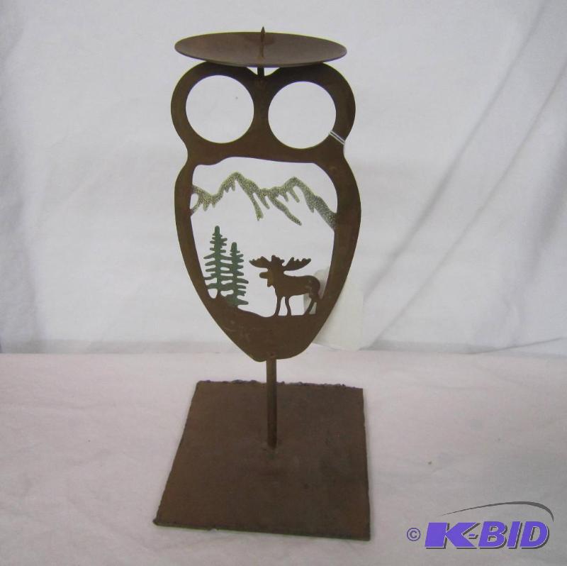 lot 531 image: Metal Moose and Tree Candle Holder for Cabin - 13
