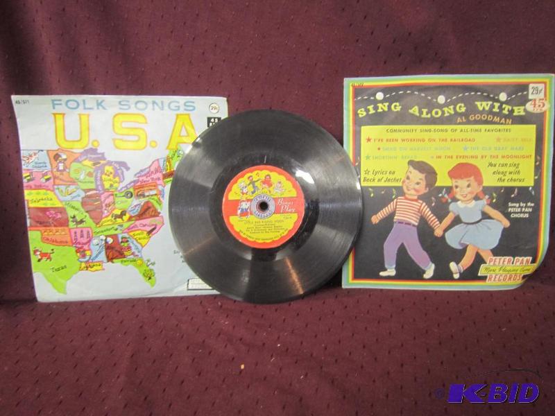 lot 590 image: 3 Collectible 45 Records Little Red Riding Hood, Hickory Dickory Dock, ETC