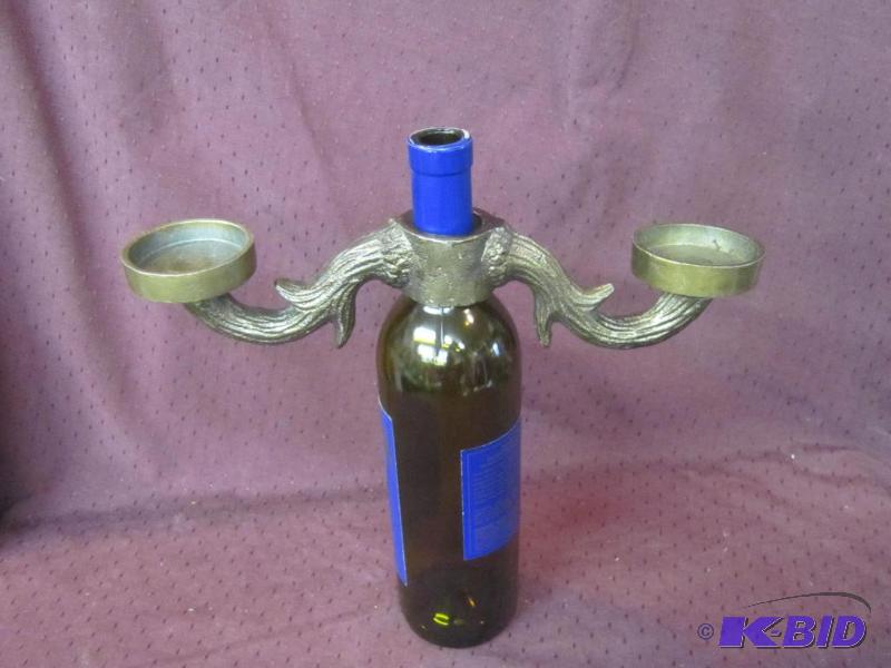 lot 603 image: Wine Bottle Candle Voitve Holder Metal
