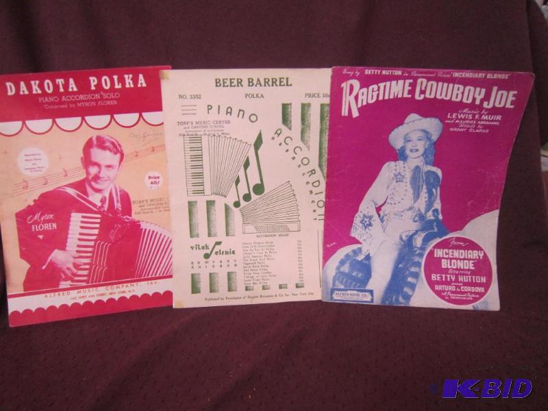 lot 608 image: Vintage Sheet Music - Ragtime Cowboy Joe, Beer Barrel, Dakota Polka