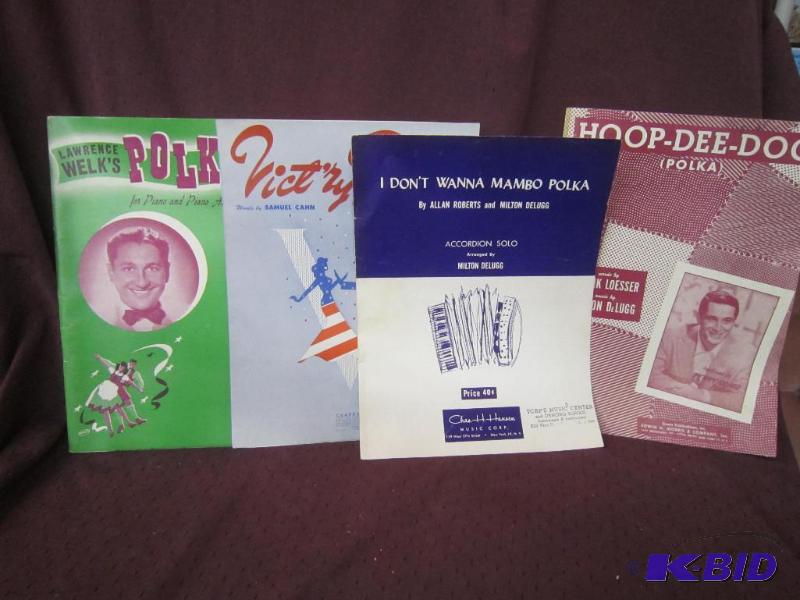 lot 609 image: Vintage Sheet Music - I Dont Wanna Mambo Polka, Hoop Dee Doo, Victory Polka, Lawrence Welks Polka