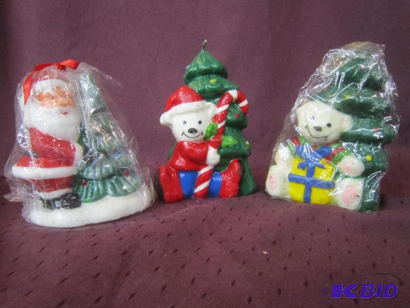 lot 616 image: Vintage Christmas - Mini Candles, Santa, Angels and Tree Snowman  Santa & Tree
