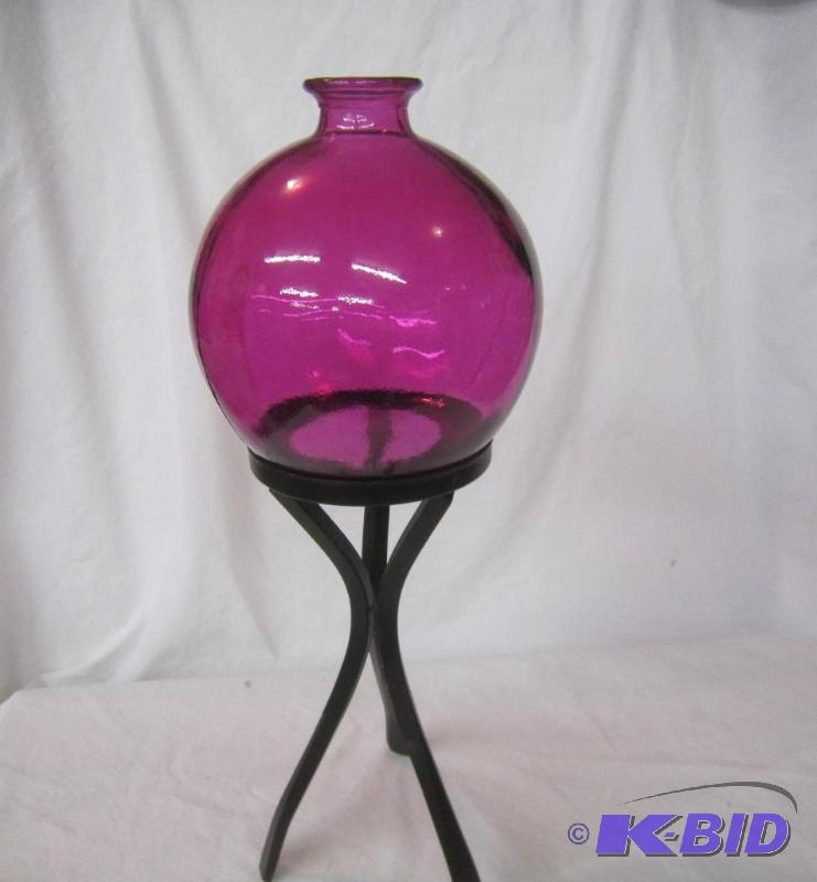 lot 641 image: Round Purple Vase and Black Stand - 17