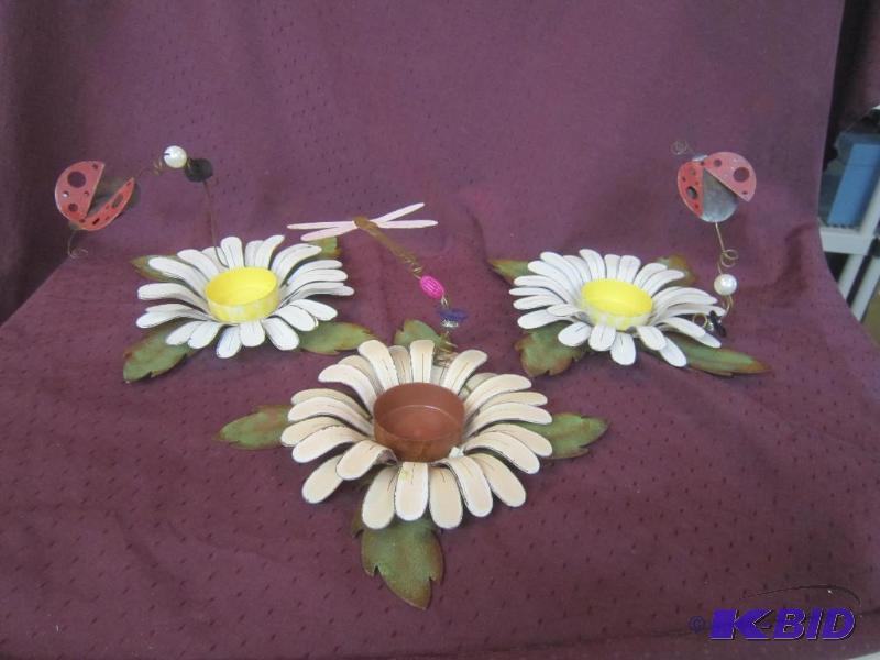 lot 650 image: NEW Metal Votive Holders Ladybugs and Dragonflies