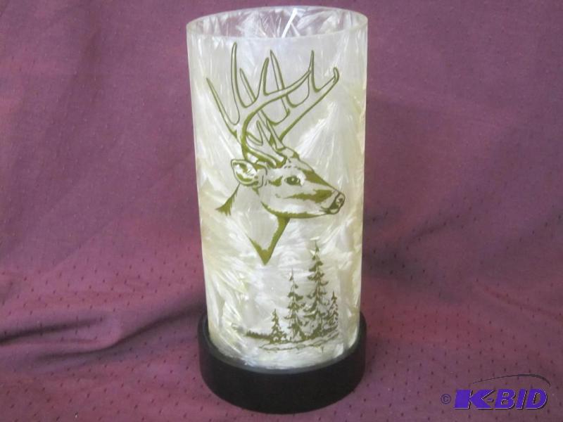 lot 651 image: NEW  Battery Operated Frosted Glass Deer Light 11