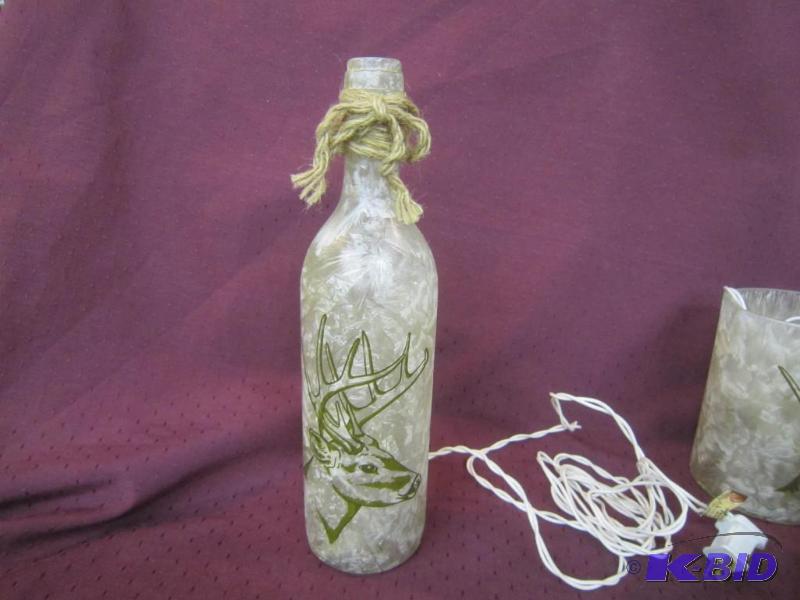 lot 654 image: NEW Electric Lighted Bottle with Deer  Buck GREAT FOR CABIN 11 12