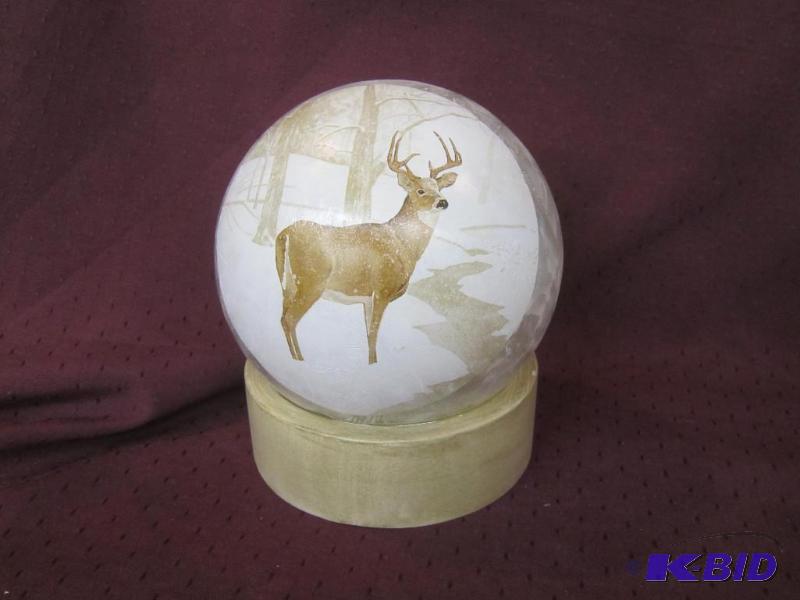 lot 657 image: NEW  Battery Operated Frosted Glass Deer  Buck Light Round Globe 7