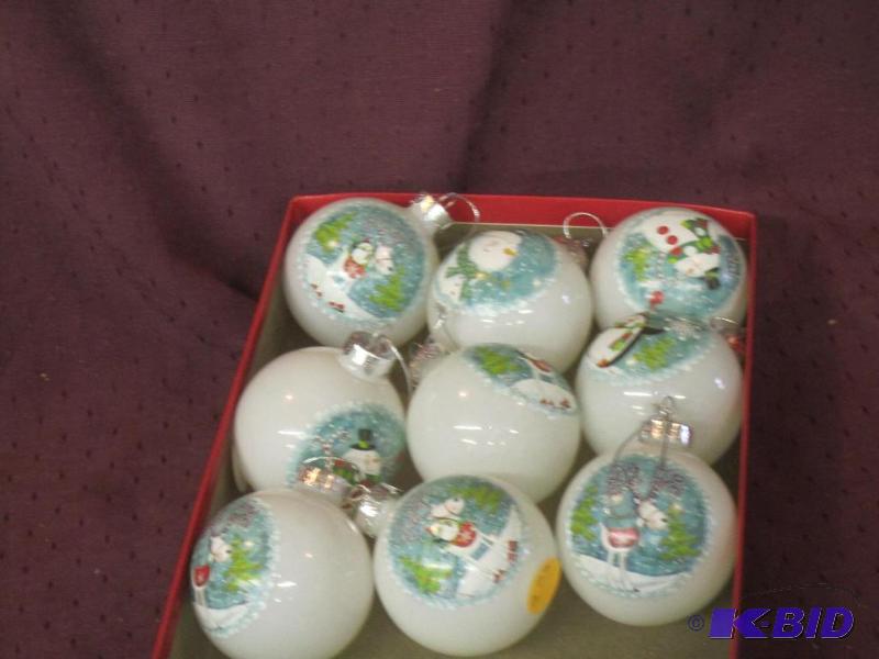 lot 697 image: NEW Christmas 9 New Frosted Round Ball Glass Ornaments